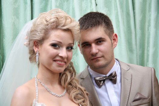 Young married couple in the wedding day