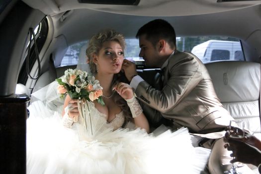 Young married couple in the wedding day