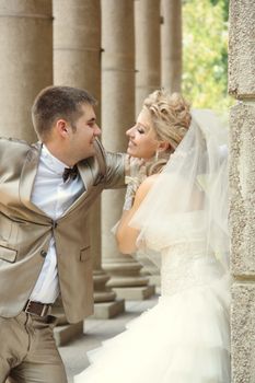 Young married couple in the wedding day