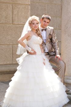 Young married couple in the wedding day