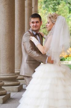 Young married couple in the wedding day