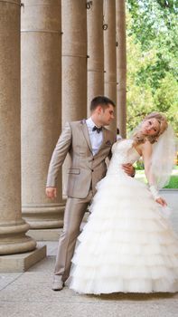 Young married couple in the wedding day