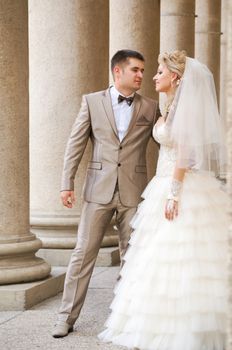 Young married couple in the wedding day