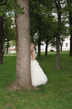 The young beautiful wife in the wedding day