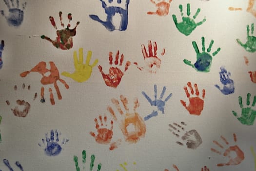 Photo of Colourful Hands on the Wall made in the late Summer time in Spain, 2013