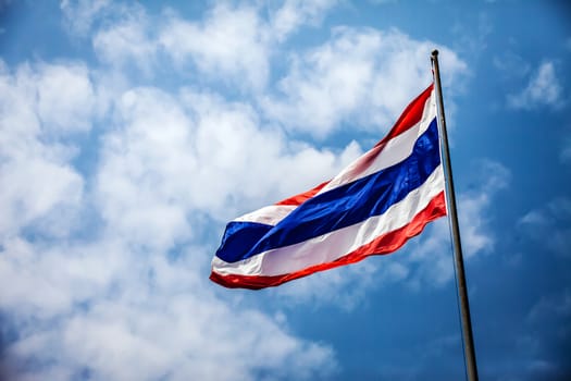 close up flag of Thailand on sky