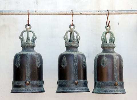 Buddha brass bell hanging  on iron tube 