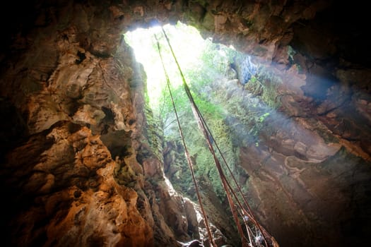 fantastic light in cave Koa-yoy at Thailand