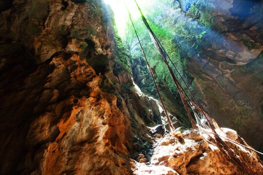 fantastic light in cave Koa-yoy at Thailand