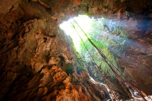 fantastic light in cave Koa-yoy at Thailand