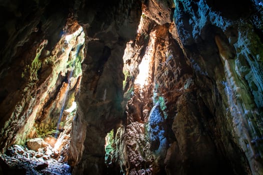 fantastic light in entrance of cave Koa-yoy at Thailand