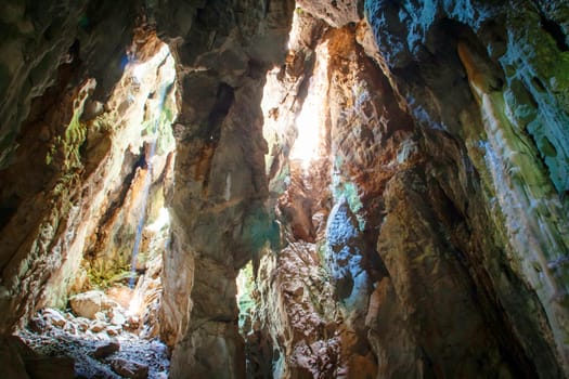 fantastic light in entrance of cave Koa-yoy at Thailand