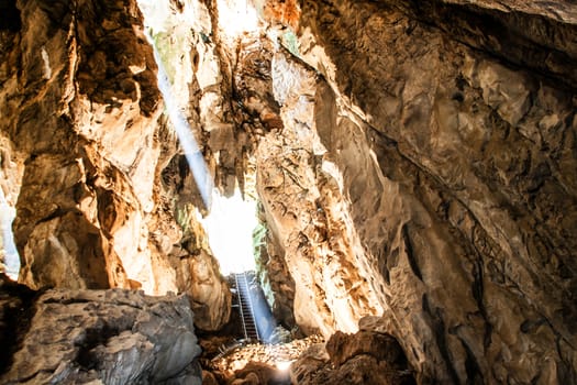 fantastic light in entrance of cave Koa-yoy at Thailand