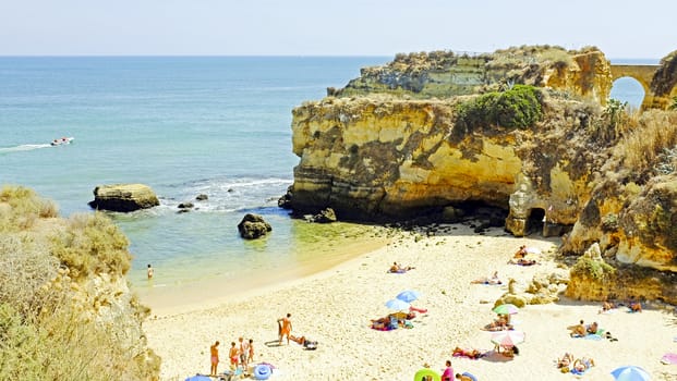 Tourism at the southcoast near Lagos in the Algarve Portugal
