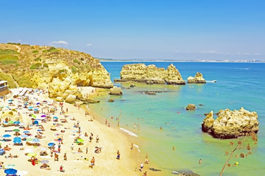 Tourism at the southcoast near Lagos in the Algarve Portugal