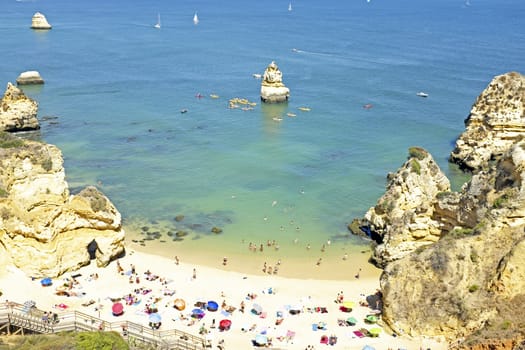 Tourism at the southcoast near Lagos in the Algarve Portugal