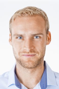 Portrait of a Young Man with Blond Hair - Isolated on White