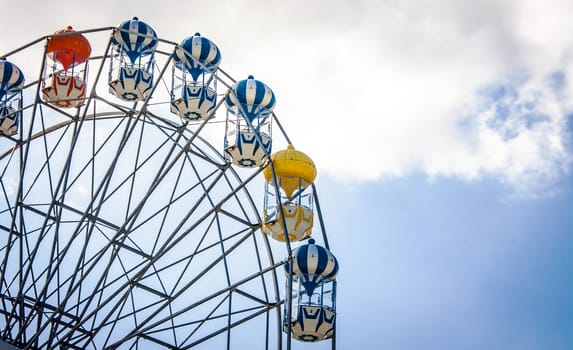 close up Ferris Wheel on cleary sky