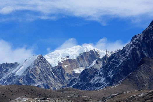 Movement of the clouds on the mountains, Himalayas, Nepal