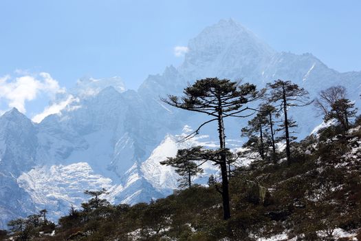 Movement of the clouds on the mountains, Himalayas, Nepal