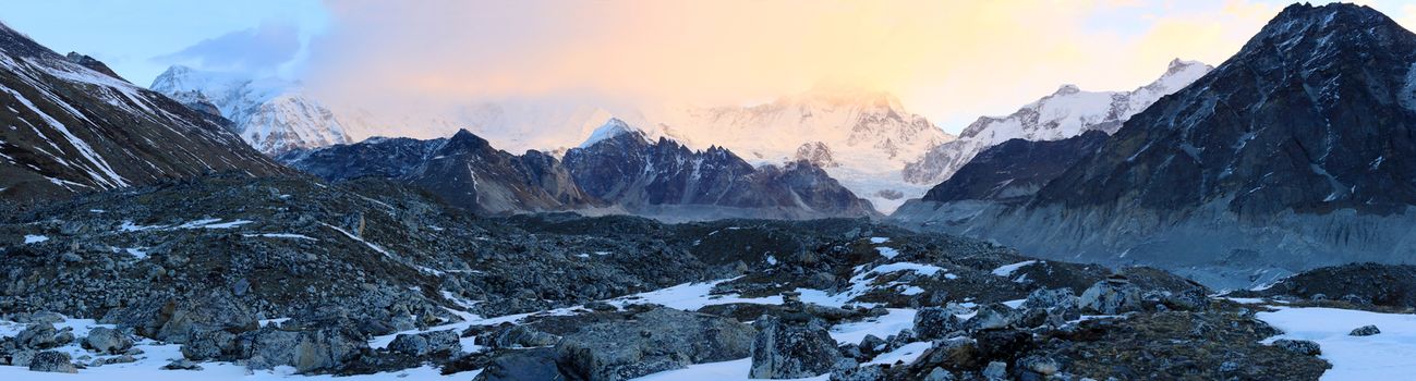 sunrise in the mountains Cho Oyu, Himalayas, Nepal