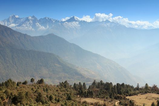 Movement of the clouds on the mountains, Himalayas, Nepal