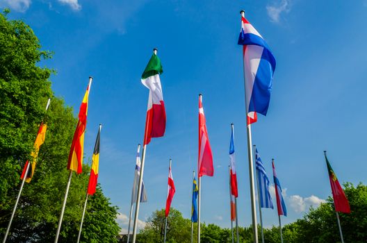 Flags of the world, a sea of ​​flags of different nations and organization
