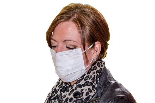 Young woman with mask, respirator for the prevention of viral diseases.
