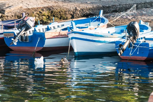 Fishermen Woden boat in Sicily Oriental
