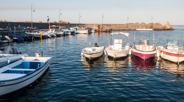 Fishermen Woden boat in Sicily Oriental