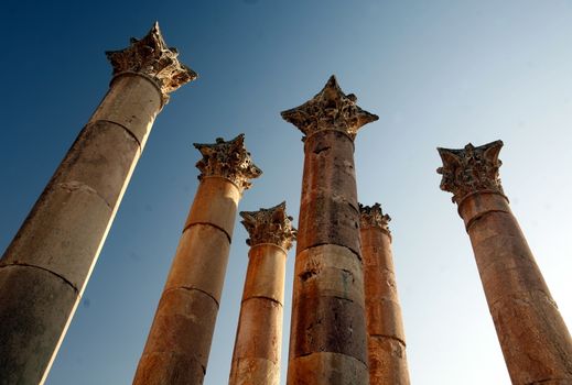 the Roman Ruins of Jerash in the north of Amann in Jordan in the middle east.