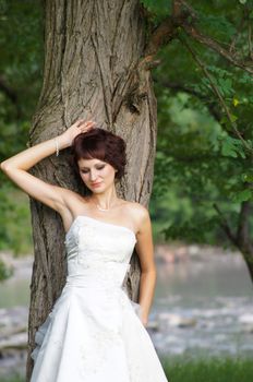 The young beautiful wife in the wedding day