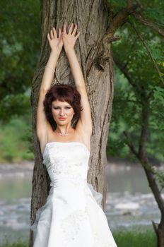 The young beautiful wife in the wedding day