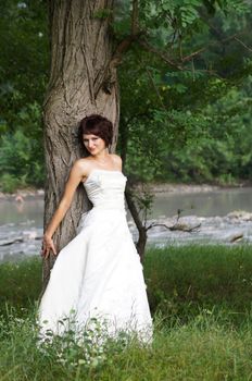 The young beautiful wife in the wedding day