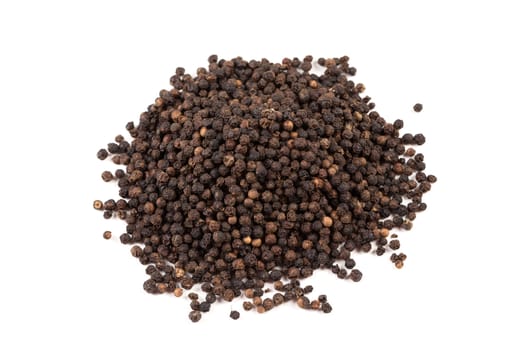 Black pepper was placed on a white background and isolated