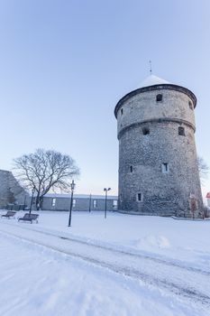 Winter view of fortress bastion tower Kiek in de Kök - Tallinn, Estonia