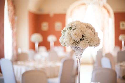 wedding room and bouquet