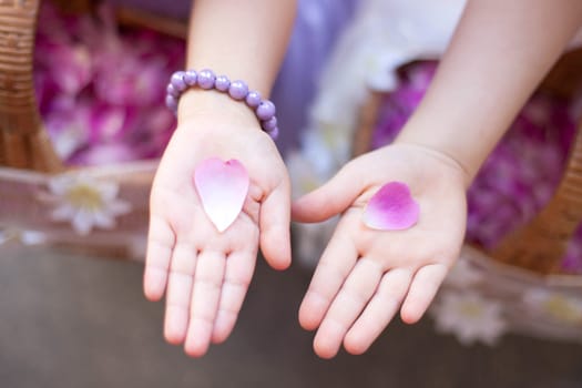 Rose Leaf in children hands