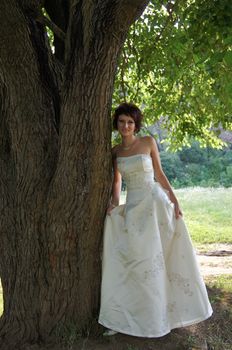 The young beautiful wife in the wedding day