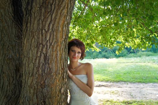 The young beautiful wife in the wedding day