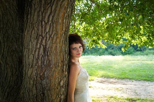 The young beautiful wife in the wedding day