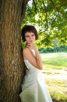 The young beautiful wife in the wedding day