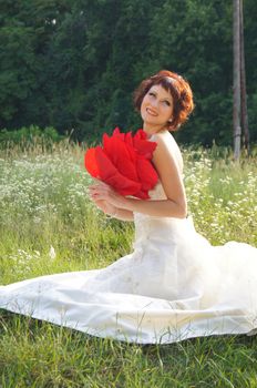 The young beautiful wife in the wedding day