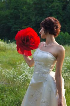 The young beautiful wife in the wedding day