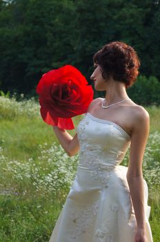 The young beautiful wife in the wedding day