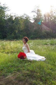 The young beautiful wife in the wedding day