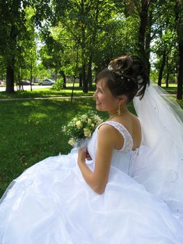 The young beautiful wife in the wedding day