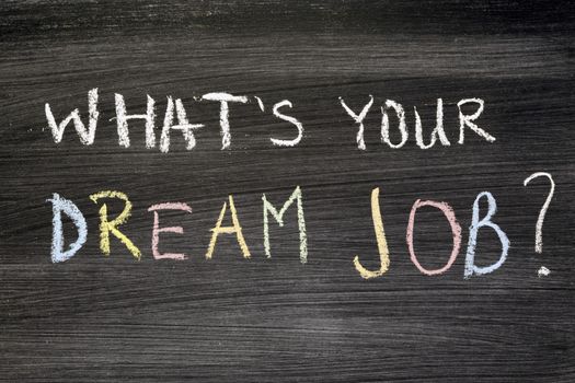 What's your dream job? Phrase handwritten on chalkboard