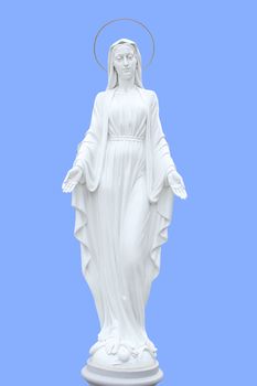 Statue of Mother of God on a blue background