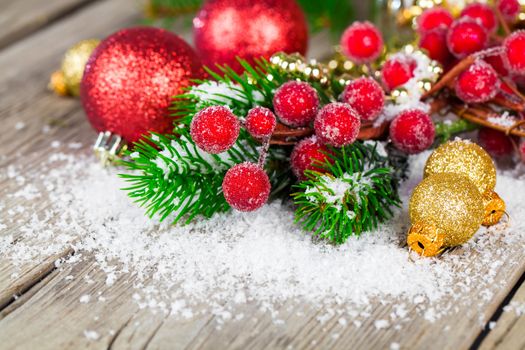 Christmas Decoration Over Wooden Background.